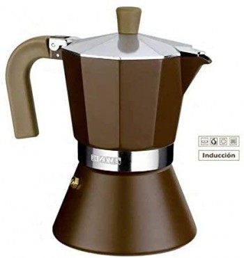 CAFETERA ALU/INDUCCION CREAM   6 T.