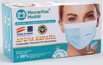 MASCARILLA MADRID 3 capas AZUL C/50 UDES.