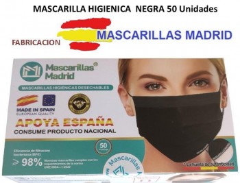 MASCARILLA MADRID 3 capas NEGRA  C/ 50 UDES.