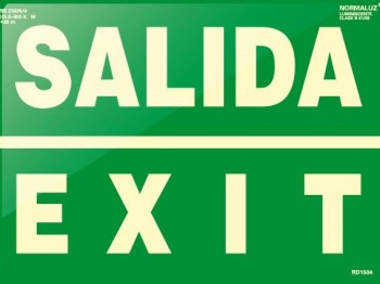 SEÑAL LUM. EVACUACION SALIDA-EXIT 22.4X30